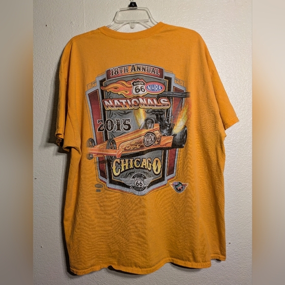 Gildan Orange Short Sleeve Tee Route 66 Graphic Pre-owned Size XXL - Picture 2 of 8